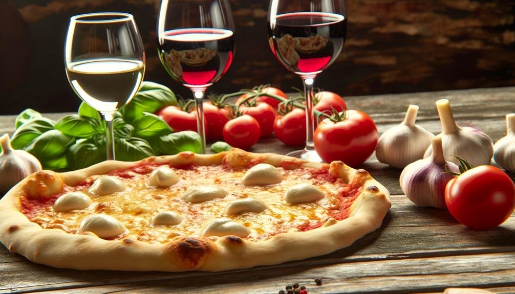 cheese pizza and wine